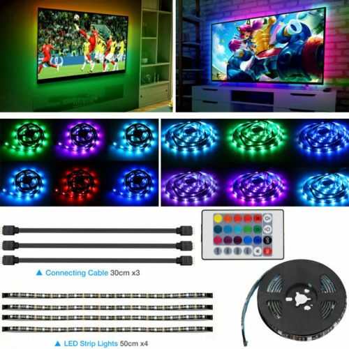 4x50CM USB 5V RGB LED Strip Background Light Remote Kit For TV Computer Lamp 4x50CM USB 5V RGB LED Strip Background Light Remote Kit For TV Computer Lamp