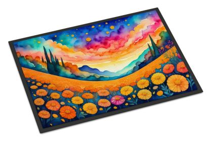Marigolds in Color Doormat Front Door Mat Indoor Outdoor Rugs for Entryway, Non Slip Washable Low Pile, 24H X 36W