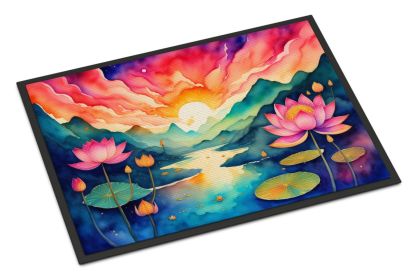 Lotus in Color Doormat Front Door Mat Indoor Outdoor Rugs for Entryway, Non Slip Washable Low Pile, 24H X 36W