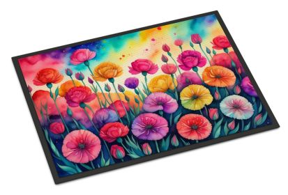 Carnations in Color Doormat Front Door Mat Indoor Outdoor Rugs for Entryway, Non Slip Washable Low Pile, 24H X 36W