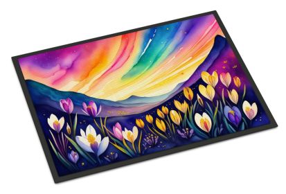 Crocus in Color Doormat Front Door Mat Indoor Outdoor Rugs for Entryway, Non Slip Washable Low Pile, 24H X 36W