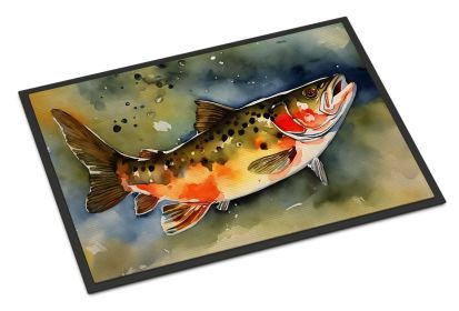 Brook Trout Doormat Front Door Mat Indoor Outdoor Rugs for Entryway, Non Slip Washable Low Pile, 24H X 36W