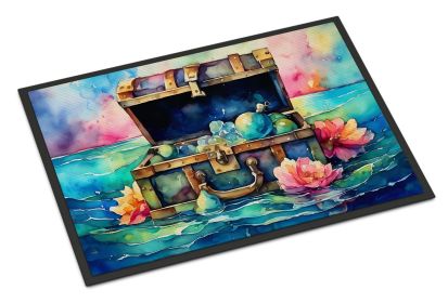 Treasure Chest Doormat Front Door Mat Indoor Outdoor Rugs for Entryway, Non Slip Washable Low Pile, 24H X 36W