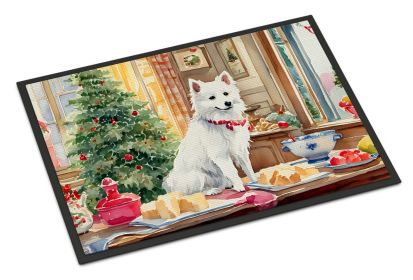 Japanese Spitz Christmas Cookies Doormat Front Door Mat Indoor Outdoor Rugs for Entryway, Non Slip Washable Low Pile, 24H X 36W