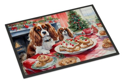 Cavalier Spaniel Christmas Cookies Doormat Front Door Mat Indoor Outdoor Rugs for Entryway, Non Slip Washable Low Pile, 24H X 36W