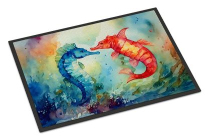Seahorses Doormat Front Door Mat Indoor Outdoor Rugs for Entryway, Non Slip Washable Low Pile, 24H X 36W