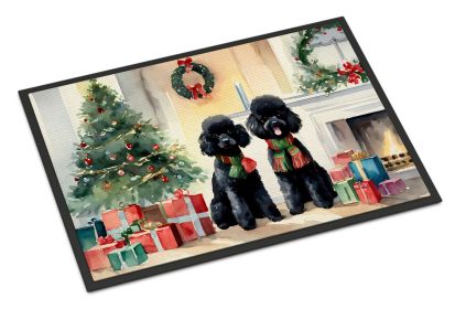 Poodle Cozy Christmas Doormat Front Door Mat Indoor Outdoor Rugs for Entryway, Non Slip Washable Low Pile, 24H X 36W