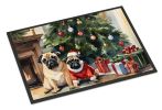 Pug Cozy Christmas Doormat Front Door Mat Indoor Outdoor Rugs for Entryway, Non Slip Washable Low Pile, 24H X 36W
