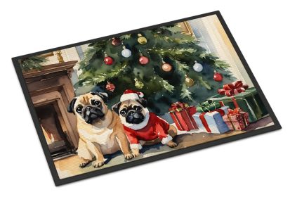 Pug Cozy Christmas Doormat Front Door Mat Indoor Outdoor Rugs for Entryway, Non Slip Washable Low Pile, 24H X 36W