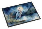 Blue Heron Under the Moonlight Doormat Front Door Mat Indoor Outdoor Rugs for Entryway, Non Slip Washable Low Pile, 24H X 36W