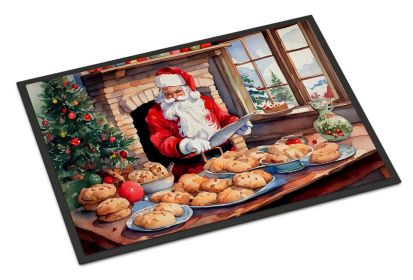 Cookies with Santa Claus Doormat Front Door Mat Indoor Outdoor Rugs for Entryway, Non Slip Washable Low Pile, 24H X 36W