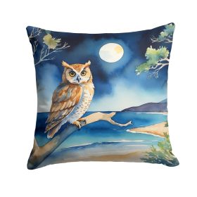 Owl Perched in Coastal Tree Throw Pillow Machine Washable, Indoor Outdoor Decorative Pillow for Couch, Bed or Patio, 18Hx18W