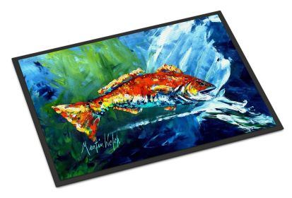 Break Through Red Fish Doormat Front Door Mat Indoor Outdoor Rugs for Entryway, Non Slip Washable Low Pile, 24H X 36W
