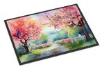 Michigan Apple Blossoms in Watercolor Doormat Front Door Mat Indoor Outdoor Rugs for Entryway, Non Slip Washable Low Pile, 24H X 36W