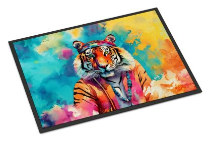 Hippie Animal Bengal Tiger Doormat Front Door Mat Indoor Outdoor Rugs for Entryway, Non Slip Washable Low Pile, 24H X 36W