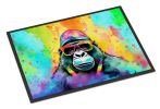 Hippie Animal Gorilla Doormat Front Door Mat Indoor Outdoor Rugs for Entryway, Non Slip Washable Low Pile, 24H X 36W