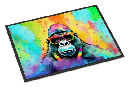 Hippie Animal Gorilla Doormat Front Door Mat Indoor Outdoor Rugs for Entryway, Non Slip Washable Low Pile, 24H X 36W
