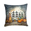 Calacas Skeletons Spooky Halloween Throw Pillow Machine Washable, Indoor Outdoor Decorative Pillow for Couch, Bed or Patio, 14Hx14W