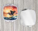 Pelican Fiery Sunset Compact Mirror Decorative Travel Makeup Mirror for Women Girls Gifts Pocket Makeup Mirror Folding Handheld