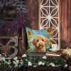 Labradoodle in Sunflowers Throw Pillow Machine Washable, Indoor Outdoor Decorative Pillow for Couch, Bed or Patio, 14Hx14W