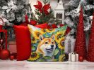 Shiba Inu in Sunflowers Throw Pillow Machine Washable, Indoor Outdoor Decorative Pillow for Couch, Bed or Patio, 14Hx14W