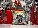 Black and Tan Coonhound Luau Throw Pillow Machine Washable, Indoor Outdoor Decorative Pillow for Couch, Bed or Patio, 14Hx14W