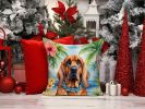 Bloodhound Luau Throw Pillow Machine Washable, Indoor Outdoor Decorative Pillow for Couch, Bed or Patio, 14Hx14W