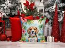 Beagle Luau Throw Pillow Machine Washable, Indoor Outdoor Decorative Pillow for Couch, Bed or Patio, 14Hx14W