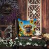 Bullmastiff in Sunflowers Throw Pillow Machine Washable, Indoor Outdoor Decorative Pillow for Couch, Bed or Patio, 14Hx14W