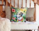 Borzoi Luau Throw Pillow Machine Washable, Indoor Outdoor Decorative Pillow for Couch, Bed or Patio, 14Hx14W