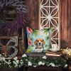 Beagle Luau Throw Pillow Machine Washable, Indoor Outdoor Decorative Pillow for Couch, Bed or Patio, 14Hx14W