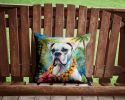White Boxer Luau Throw Pillow Machine Washable, Indoor Outdoor Decorative Pillow for Couch, Bed or Patio, 14Hx14W