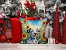 Dalmatian in Sunflowers Throw Pillow Machine Washable, Indoor Outdoor Decorative Pillow for Couch, Bed or Patio, 14Hx14W