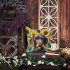 German Wirehaired Pointer in Sunflowers Throw Pillow Machine Washable, Indoor Outdoor Decorative Pillow for Couch, Bed or Patio, 14Hx14W