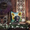 Flat-Coated Retriever in Sunflowers Throw Pillow Machine Washable, Indoor Outdoor Decorative Pillow for Couch, Bed or Patio, 14Hx14W