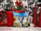 Italian Greyhound in Sunflowers Throw Pillow Machine Washable, Indoor Outdoor Decorative Pillow for Couch, Bed or Patio, 14Hx14W