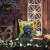 Puli in Sunflowers Throw Pillow Machine Washable, Indoor Outdoor Decorative Pillow for Couch, Bed or Patio, 14Hx14W