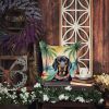 Black and Tan Coonhound Luau Throw Pillow Machine Washable, Indoor Outdoor Decorative Pillow for Couch, Bed or Patio, 14Hx14W