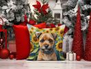 Border Terrier in Sunflowers Throw Pillow Machine Washable, Indoor Outdoor Decorative Pillow for Couch, Bed or Patio, 14Hx14W