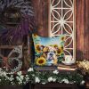 English Bulldog in Sunflowers Throw Pillow Machine Washable, Indoor Outdoor Decorative Pillow for Couch, Bed or Patio, 14Hx14W