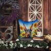 Doberman Pinscher in Sunflowers Throw Pillow Machine Washable, Indoor Outdoor Decorative Pillow for Couch, Bed or Patio, 14Hx14W