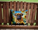 Bullmastiff in Sunflowers Throw Pillow Machine Washable, Indoor Outdoor Decorative Pillow for Couch, Bed or Patio, 14Hx14W