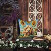 Otterhound in Sunflowers Throw Pillow Machine Washable, Indoor Outdoor Decorative Pillow for Couch, Bed or Patio, 14Hx14W