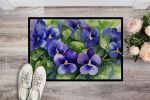 Rhode Island Violets in Watercolor Doormat Front Door Mat Indoor Outdoor Rugs for Entryway, Non Slip Washable Low Pile, 24H X 36W