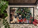 Pug Cozy Christmas Doormat Front Door Mat Indoor Outdoor Rugs for Entryway, Non Slip Washable Low Pile, 24H X 36W