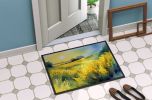 Nebraska Goldenrod in Watercolor Doormat Front Door Mat Indoor Outdoor Rugs for Entryway, Non Slip Washable Low Pile, 24H X 36W