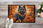 Keeshond Fall Doormat Front Door Mat Indoor Outdoor Rugs for Entryway, Non Slip Washable Low Pile, 24H X 36W