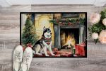 Siberian Husky Cozy Christmas Doormat Front Door Mat Indoor Outdoor Rugs for Entryway, Non Slip Washable Low Pile, 24H X 36W