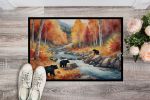 Bears Autumn in the Woods Doormat Front Door Mat Indoor Outdoor Rugs for Entryway, Non Slip Washable Low Pile, 24H X 36W