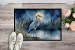 Blue Heron Under the Moonlight Doormat Front Door Mat Indoor Outdoor Rugs for Entryway, Non Slip Washable Low Pile, 24H X 36W